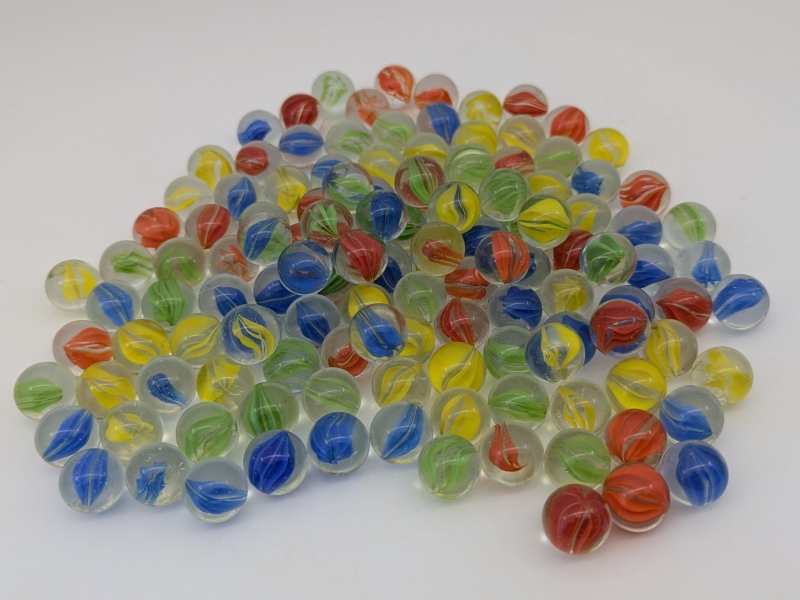 Glasmurmeln 16 mm, klar 4 Farben